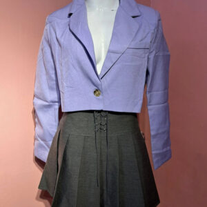 Lavender Cropped Blazer & Pleated Skirt Set